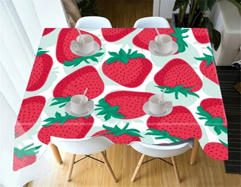 

Strawberry Polyester Dustproof Table Cover Fruit Dinner Picnic Rectangular Tablecloth for Home Coffee Wedding Party