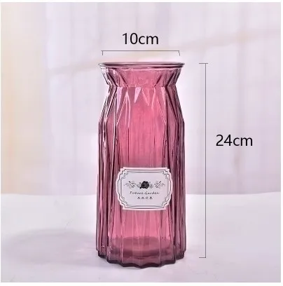 rose 24cm Европейская стеклянная ваза прозрачная Цветочная горшочек гостиная цветок скандинавские ремесла креативный цветок декоративная домашняя ваза украшения - Цвет: rose 24cm