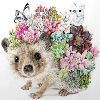 

Mosaic 5d DIY Diamond Embroidery flowers Hedgehog cactus Diamond Painting Cross Stitch Full Square Drill Mosaic Decoration Gift