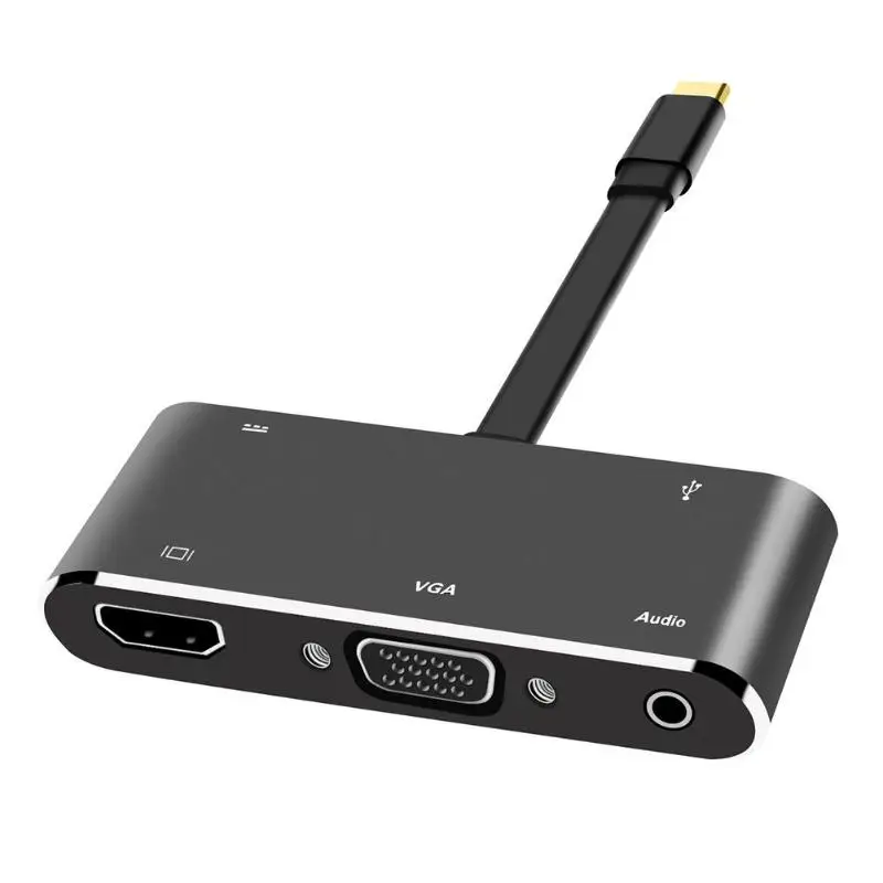 5 в 1 USB C к HDMI адаптер тип-c к 4K HDMI/VGA/Аудио/USB 3,0 порт+ USB C порт(PD) конвертер для ноутбука Macbook Zend переключатель