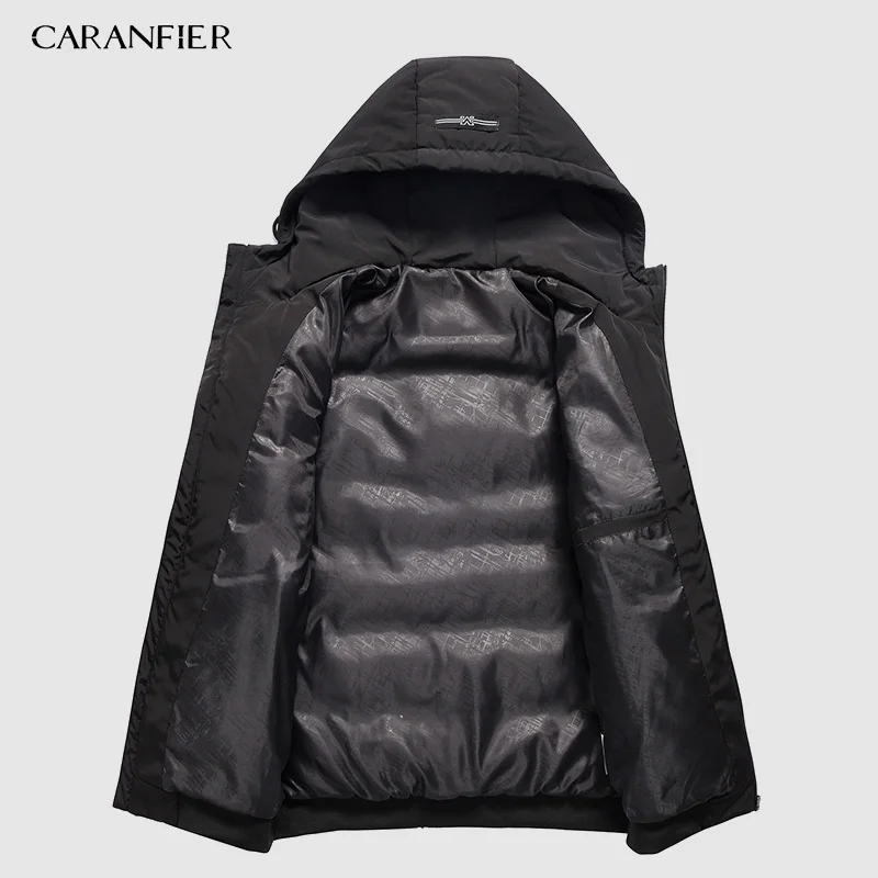 CARANFIER Parka Mens Fashion Men Winter Jacket Coat Hooded Zipper Keep Warm Men Coat Casual Slim Fit Male Overcoat Drop Shipping