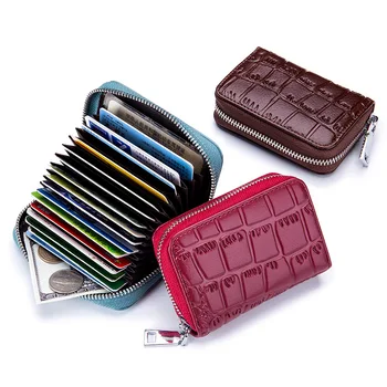 

Women's Genuine Leather Organizer Business Card Holder Ladies Stone Pattern Organ Business Card Holder