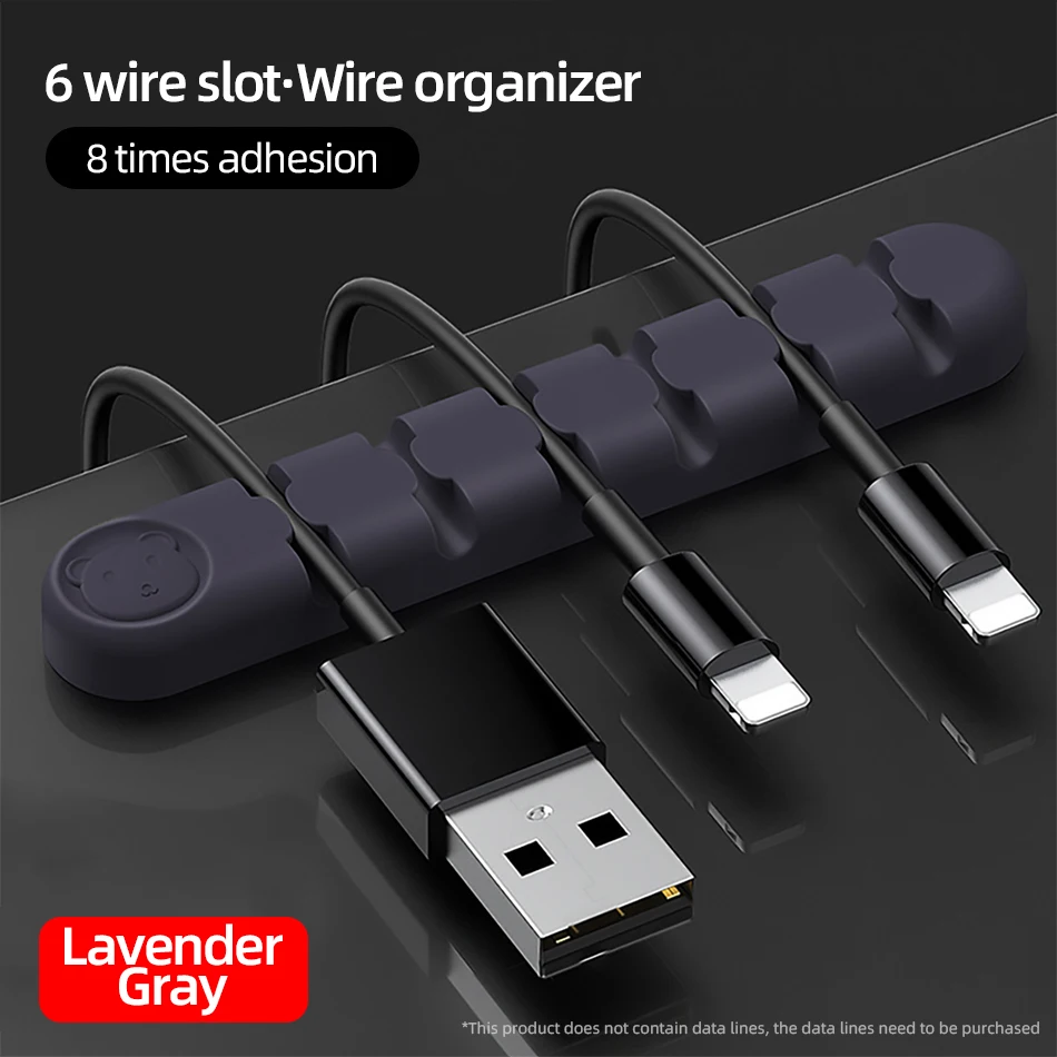 !ACCEZZ 6-Holes Cartoon Cable Organizer Holder Wire Winder Cord Silicone Clip Cables Protector Line Desktop Management Organiser (11)