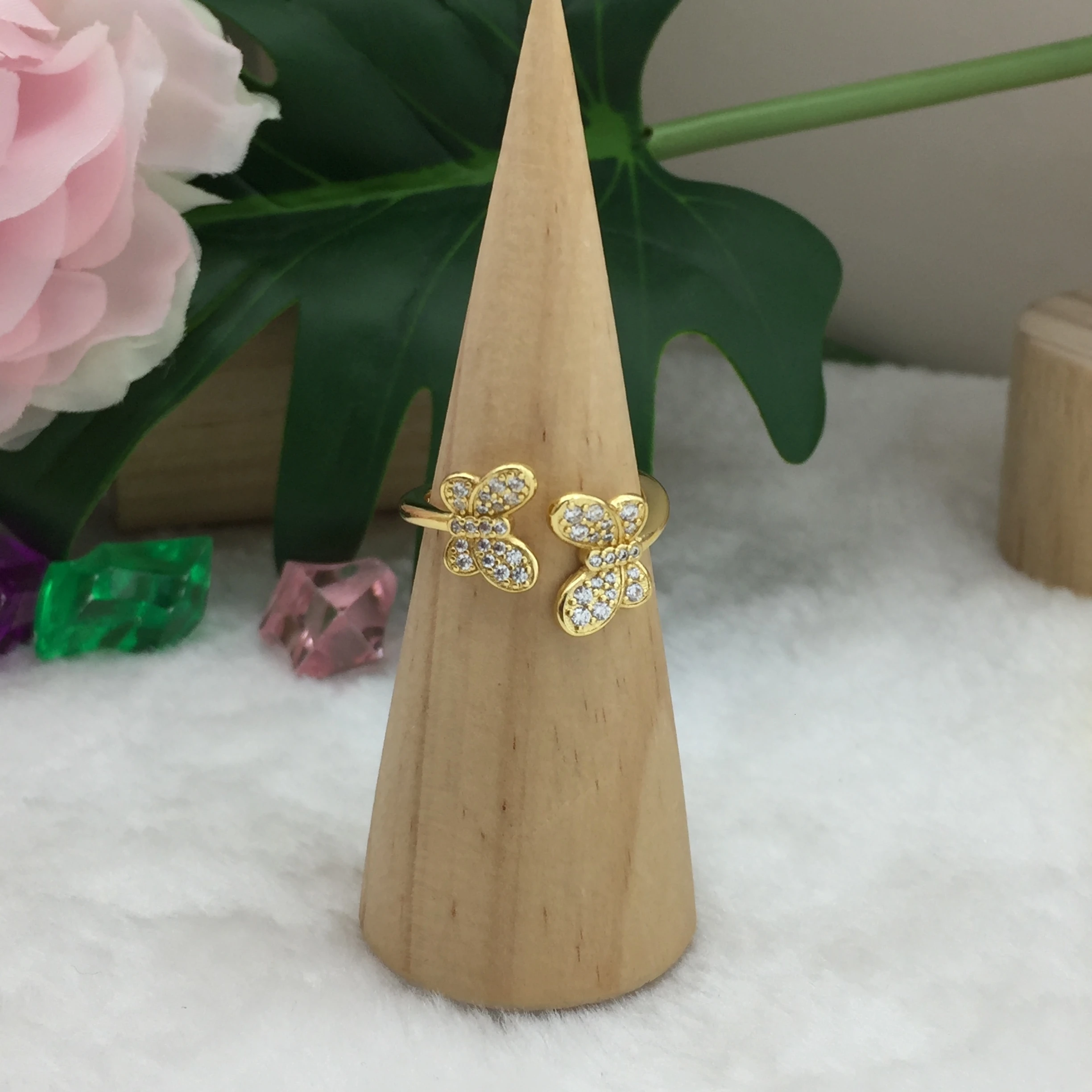 925 Серебряное кольцо с бабочками из стерлингового серебра персик phosco цветок жизни Дерево блеск четыре лепестка цветок кольцо с узлом сердце