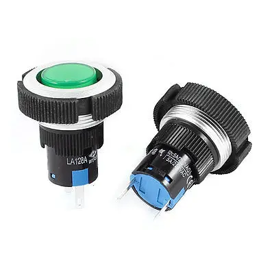 

2 PCS DC 24V 22mm Dia Thread 2 Pin Soldering Green Signal Indicator Light