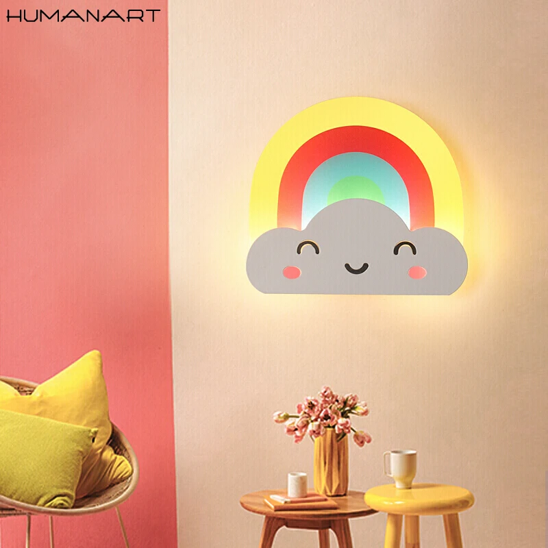 

Creative LED Rainbow Wall Lamp Kids Cartoon Bed Room Light Ultra-thin Acrylic Porch Aisle Passage Luminaire