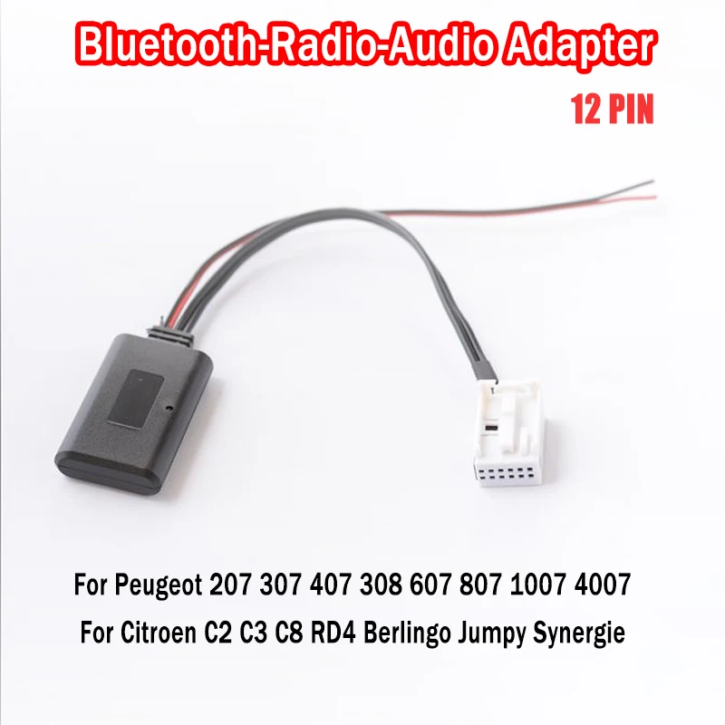 12Pin bluetooth модуль Беспроводной радио AUX-IN стерео кабель AUX адаптер для peugeot 207 307 407 308 для Citroen C2 C3 RD4 автомобиля