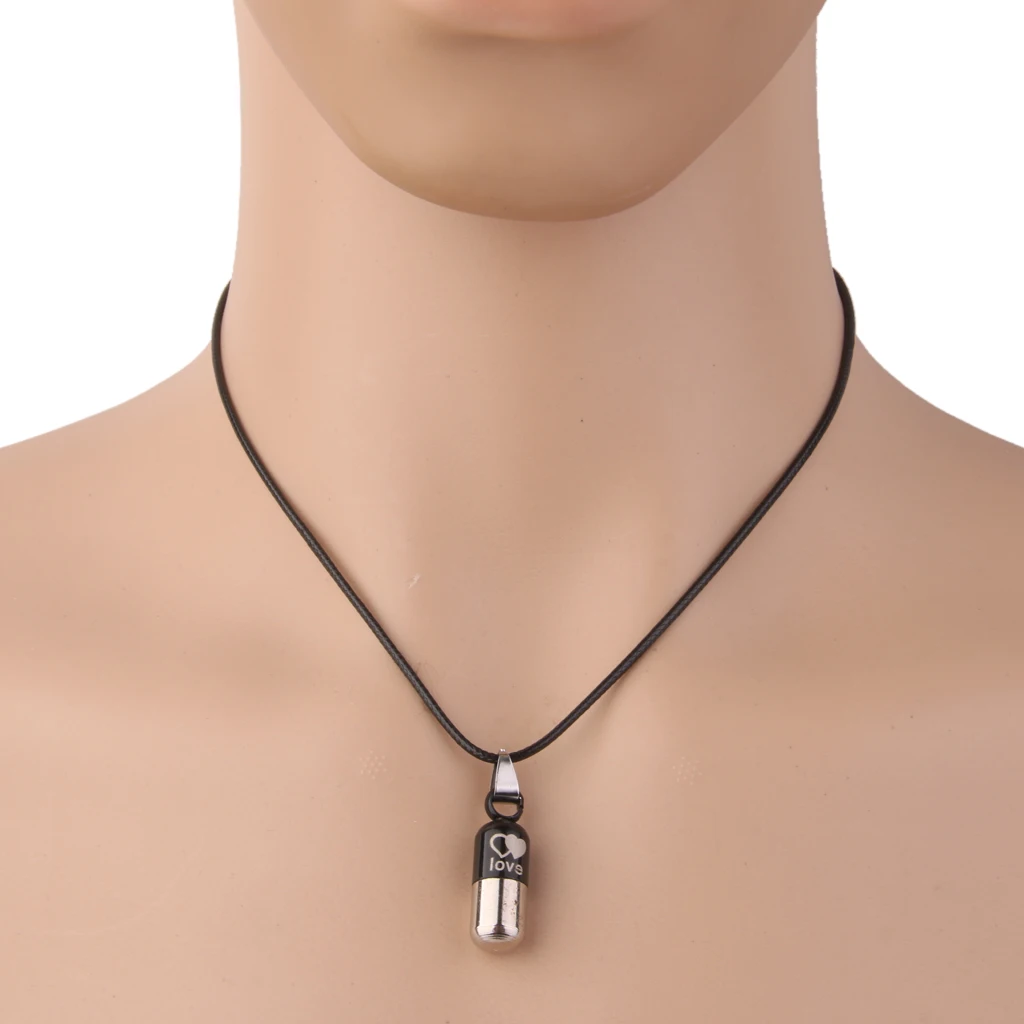 Double Hearts Stainless Openable Pill Capsule Urn Tablet Medic Pendant Necklace