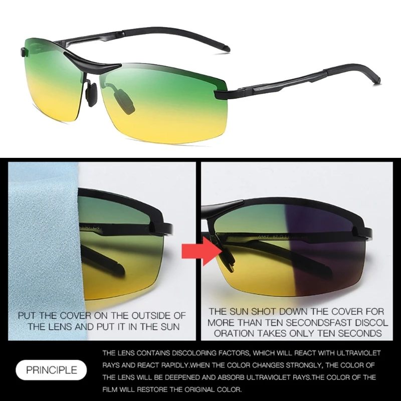 Polarized Sunglasses Anti-Glare HD-Lens Clear Night Vision Sunglasses Daytime Polarized Copper and Yellow Tint Night Driving Glasses For Men