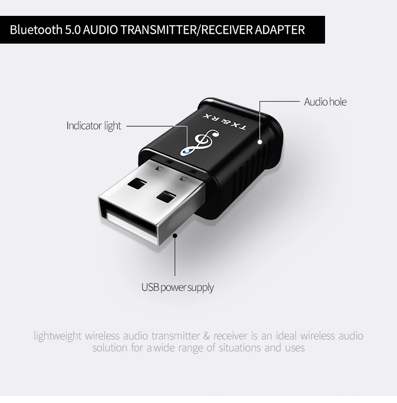 

2in1 USB Bluetooth transmitter receiver 5.0 computer TV speaker car wireless adapter