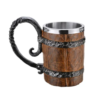 

1pc 550ml Beer Mug Wooden German Mugs Coffee Tea Cup Oak Wood Gift Tankard Funny Present Creative Gift Drinking Coffee Mug