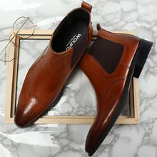 Brand Handmade Chelsea Boots 2019 Men's Genuine Leather Ostrich Pattern Vintage Boot Ankle Party Office Dress Boots Brand Handmade Chelsea Boots 2019 Men's Genuine Leather Ostrich Pattern Vintage Boot Ankle Party Office Dress Boots