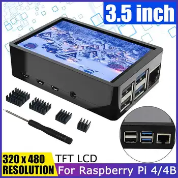 

3.5 inch TFT LCD Touch Screen + ABS Case Box +Screwdriver +4pcs Hheat Sinks LCD Display Screen Kit for Raspberry Pi 4 / 4B