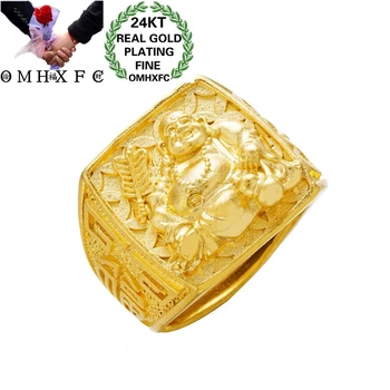 

OMHXFC RI199 Jewelry Wholesale European Fashion Fine Man Party Birthday Wedding Gift Maitreya Square 24KT Gold Resizable Ring
