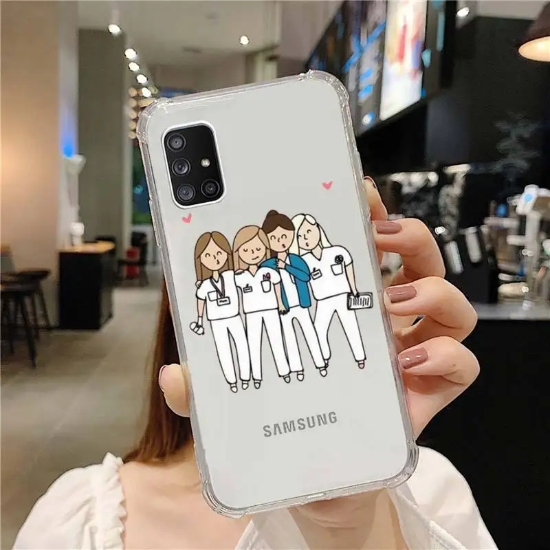 kawaii samsung phone cases Y Học Bác Sĩ Y Tá Hoạt Hình Ốp Lưng Điện Thoại Trong Suốt Dành Cho Samsung Galaxy Samsung Galaxy Một S Note 9 10 51 50 71 70 80 20 21 30S Ultra Plus silicone case samsung Cases For Samsung