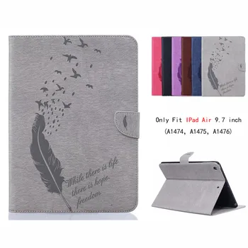 

For iPad Air 1 Case iPad 2013 A1474 A1475 A1476 Case Funda Ultra Thin PU Leather feather pattern Cover for iPad Air 2013 9.7inch