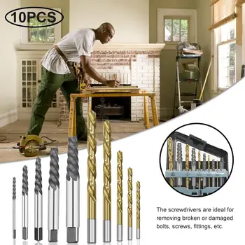 

10PCS Screw Extractor Set Alloy Steel Cobalt Drill Bit Durable Screwdrivers Universal for Damaged Screws and Bolts