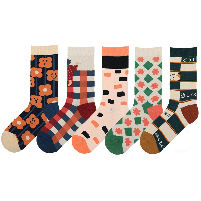 Японский Романтический милые носки для Для женщин 5 пар в партии высокое