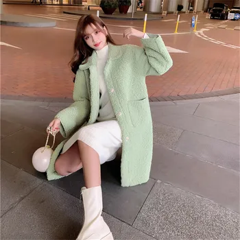 

Women's coats 2019 winter new fur jacket women's new Particle fleece imitation fur lamb wool long long size overcoat women YH713