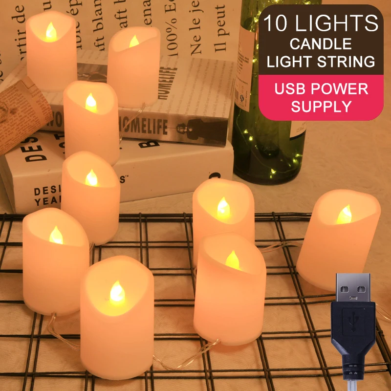

Creative LED Candle Lamp String Lights Home Decorative Remote Control Electronic Fairy Candle Light For Wedding Birthday Party