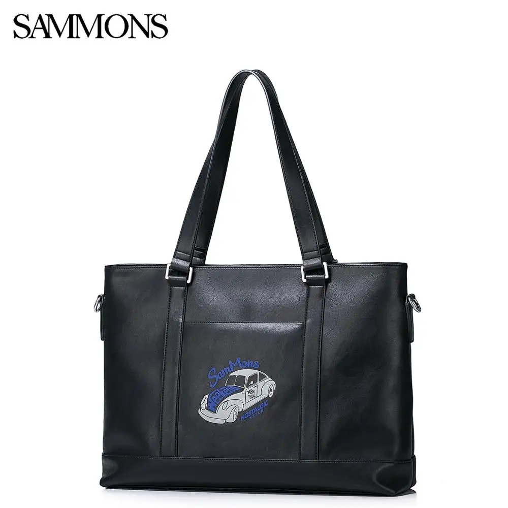 

SAMMONS Brand PU Leather Tote Purse Casual Travel Laptop Large Capacity Men's Handbags