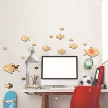 Горячая 3D экологически чистые хрустальные настенные стикеры s DIY зеркало в форме рыбы стикер