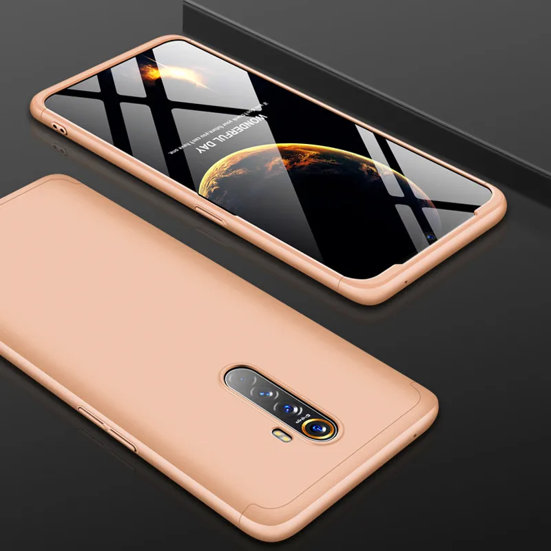 Oppo Realme X2 Pro Cover RealmeX2Pro 360 Degree Full Cover Protected Matte Hard Cover For Oppo Real Me X2 Pro Cover Protector - Цвет: Gold
