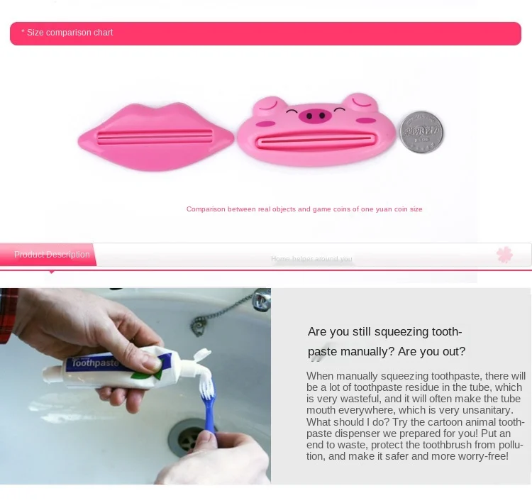Description Picture 4 of itemHome Tube Squeezer, Easy Tooth Paste Rolling Holder, 3pcs Plastic Cartoon Toothpaste Dispenser, Bathroom Accessories