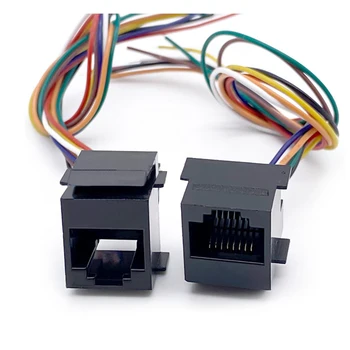 

10PCS Network 8P8C RJ45 Socket with Wire 648K 8*200mm PCB Mounting Type Connectors Jack For Telephone Boorbell