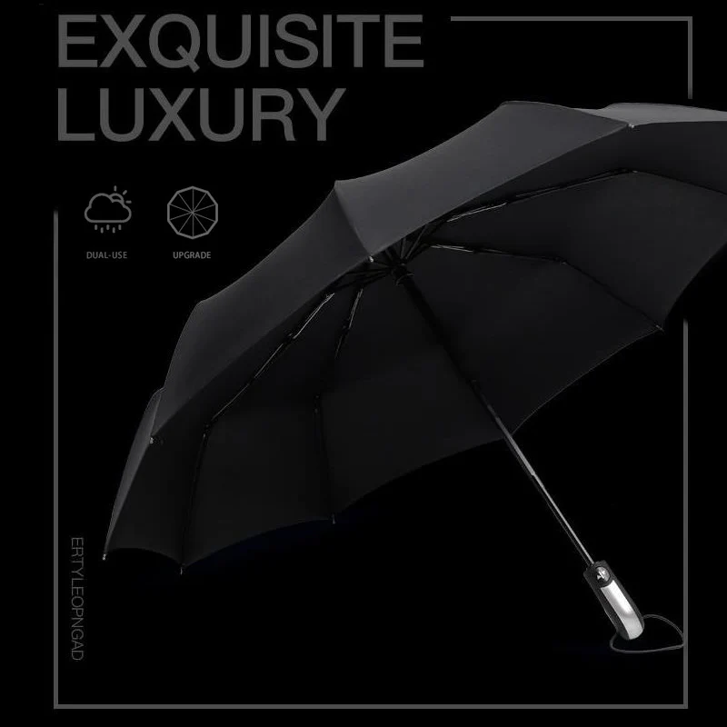 Automatic Umbrella 3 Folding Large Rain Umbrellas Sunshine Rainy Day 10 Bones Dustproof UV Shading Outdoor Sunshade