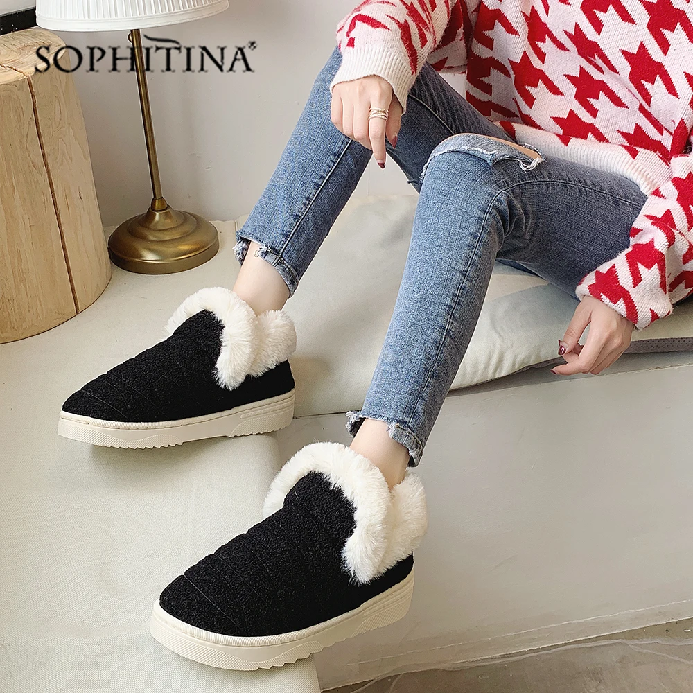 SOPHITINA Solid Comfortable Slipper Winter Round Toe Fashion Design New Shoes Very Warm Slipper MO371