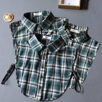 

Plaid Fake Shirt Womens Detachable Lapel Shirt Fake False Collar Ladies Half Shirt Kraagje Nep Dames Blouse Neckwear Faux Col