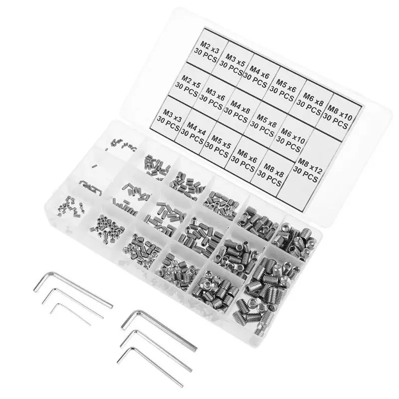 

510pcs Internal Hex Grub Screw Fastener Stainless Steel 17 Kinds Fastening Tool