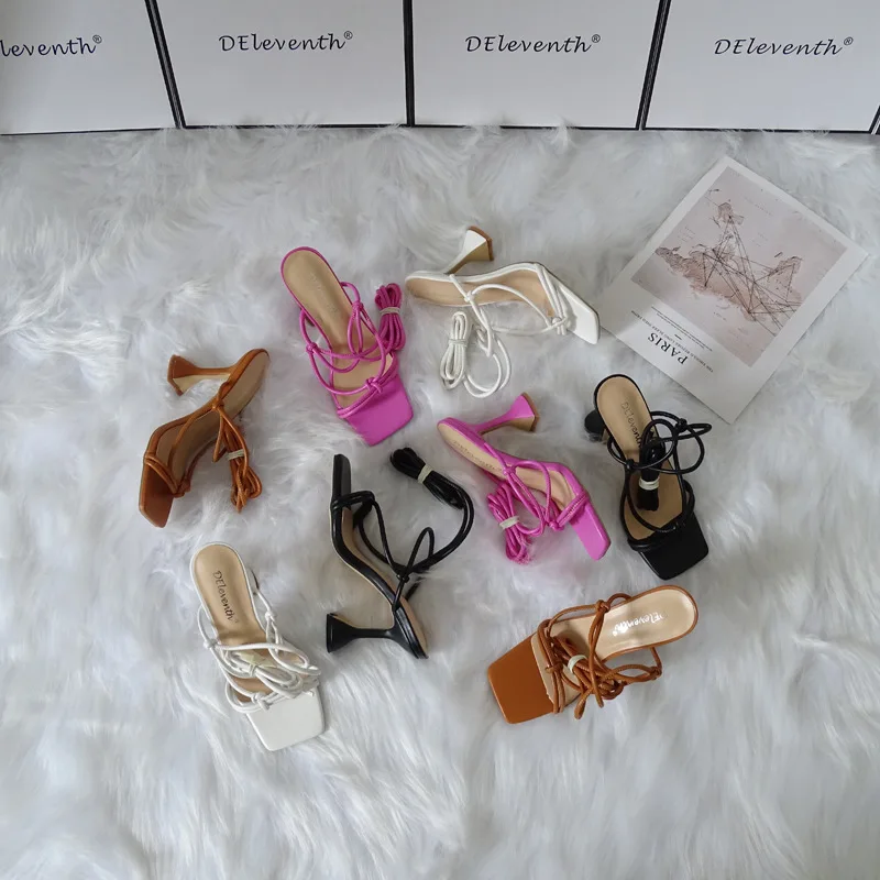 Sexy High Heels Women's Summer New Style Women's Sandals Stiletto Large Size Lace-up Women's Shoes Women's High-heeled Sandals