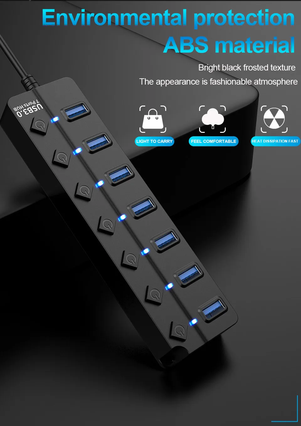 Acessórios para Computador 3.0 de Alta Velocidade ou 7 Portas Divisor on - Off Multi-laptop pc Hub Usb 3.0 4 2 High Quality Computador e Escritório