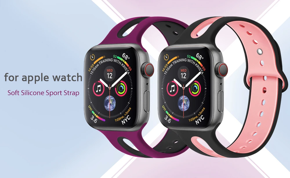 Ремешок для apple watch 4 band 44 мм 40 мм iwatch series 4 3 band 42 мм 38 мм двухцветный водонепроницаемый силиконовый ремешок для спортивных часов браслет correa