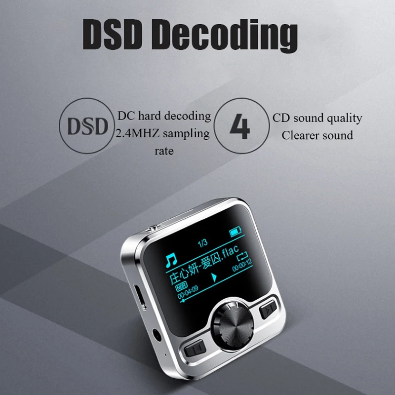 Sport MP3 Player Wireless Bluetooth Speaker IPX6 Waterproof Music Payer with Removable Back Clip Support E-Book Recording FM