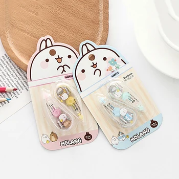 

2 Pcs/Set Cute Happiness Molang Pattern School Office Supplies Writing Correction Tape, Kids Students Portable Correcting Tape