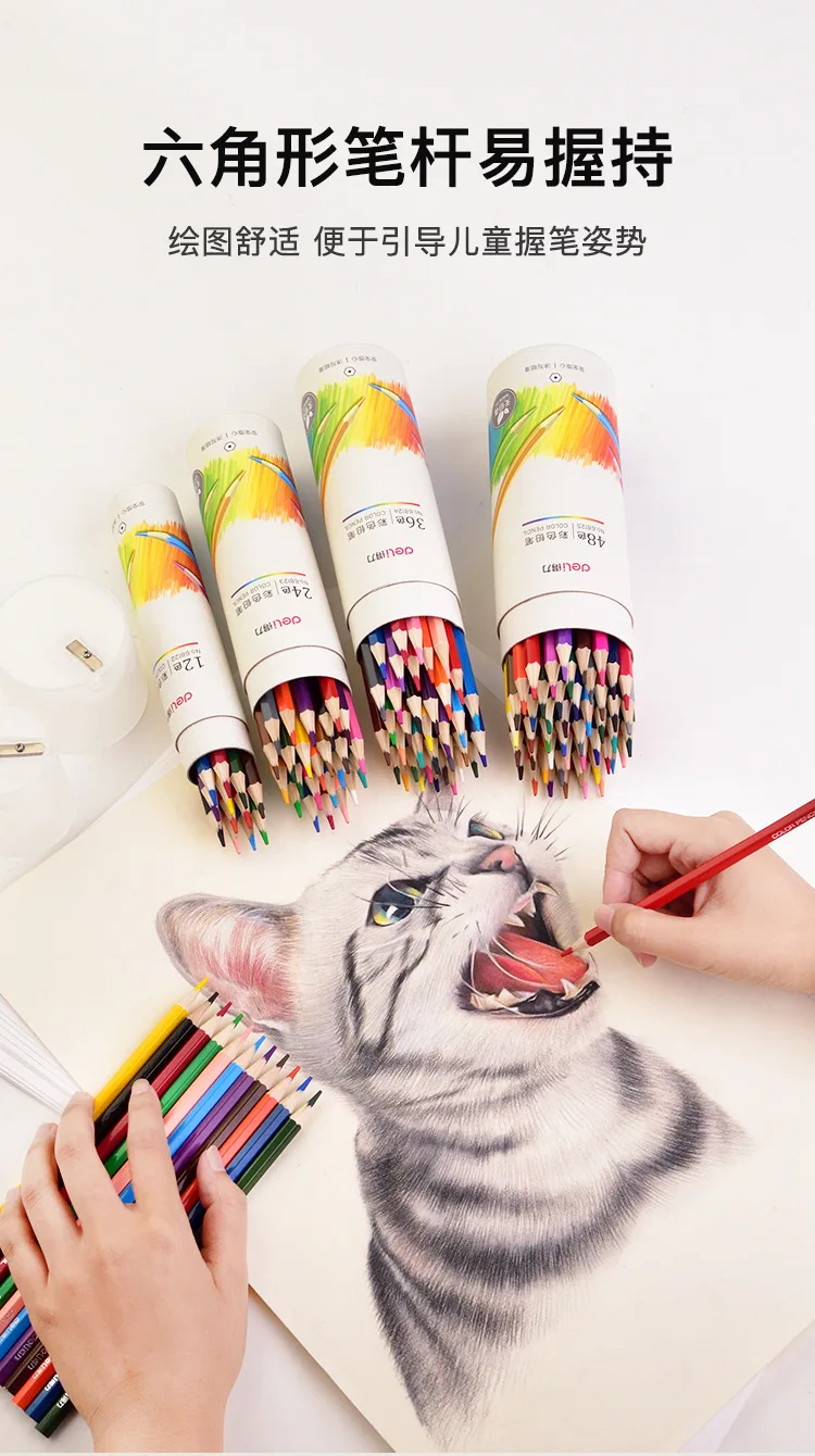 Deli 68124 Colored Pencil 36 Color/Tube with Pencil Sharpener Young STUDENT'S Fine Art Painting Coloring Mapping Only