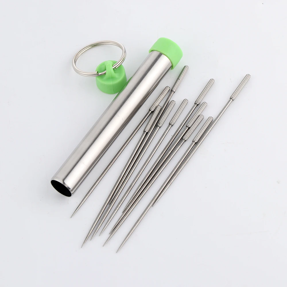 10Pcs/Set Titanium Alloy Toothpick Multi function Fruit Fork With