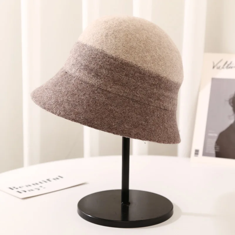 

Fashion Winter Wool+Cotton Bucket Cap Panama Hat For Women