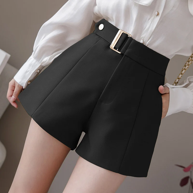 Pocket High Waisted Booty Shorts Women 2020 Spring Summer New Casual Korean Loose Wide Leg Shorts Elegant OL Trouser Female