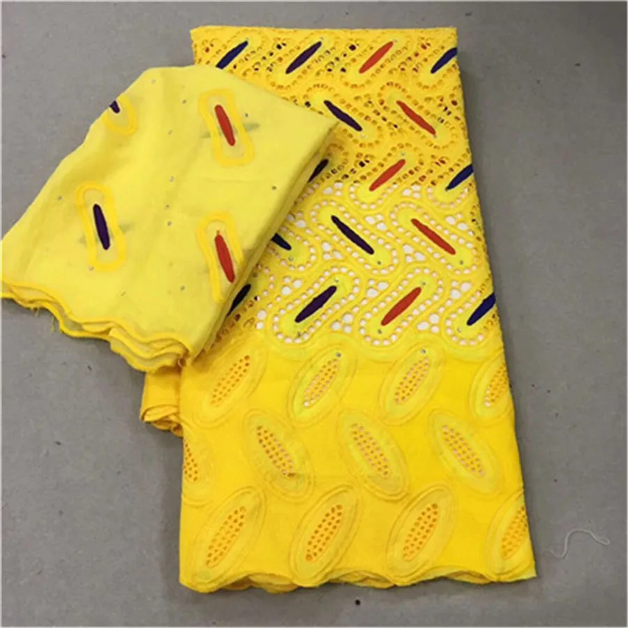 Желтый швейцарские кружева ткань из Дубая Африканское сухое кружево высокое качество в нигерийском стиле для вечерние 5+ 2 ярдов/партия