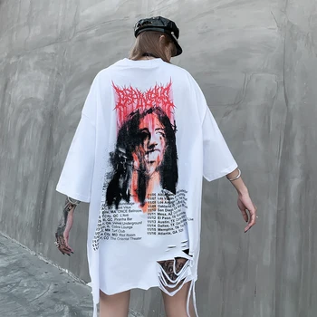 

Aesthetic Sexy Women Gothic Oversized Summer Punk Clothes Tops Goth Graphic Tees Streetwear 2020 Fashion T Shirt Women Clothing
