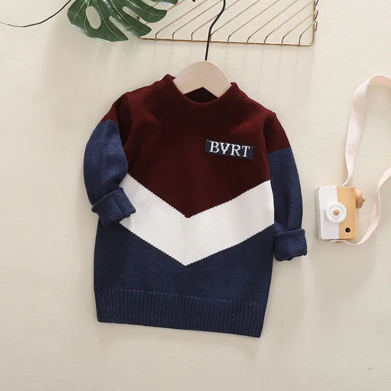 Kids Boys Sweater Autumn Winter Knitted Cotton Toddler Clothing Kids Cardigan Sweater For Boys 3-12 Years Outerwear Coat - Цвет: BVRT-wine red