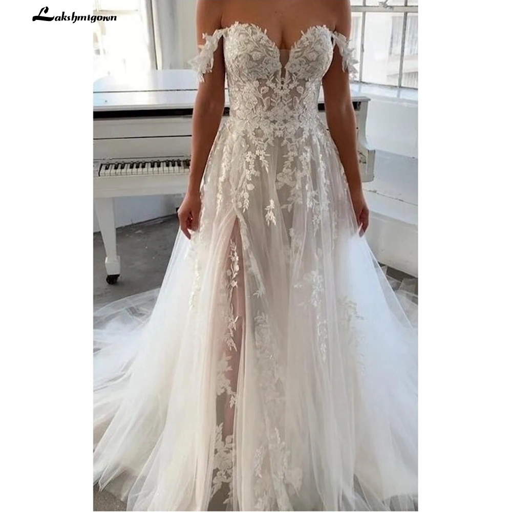 Luxurious Lace Tulle Sweetheart Floor-Length Off The Shoulders Ball Gown Wedding Dress Custom Made vestido de casamento 2