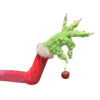 

Christmas Decorations 2021 New Year Furry Green Grinch Arm Ornament Holder for The Christmas Tree for Christmas Home Party XHC88