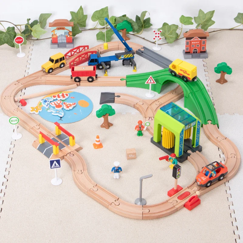 Wooden Railway Car Track Train Set Wash Room Educational Toys Compatible Brand Gifts for Boy | Игрушки и хобби