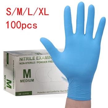 

100Pcs Disposable Blue Nitrile Gloves Protective Gloves Clean Cut-Proof Gloves