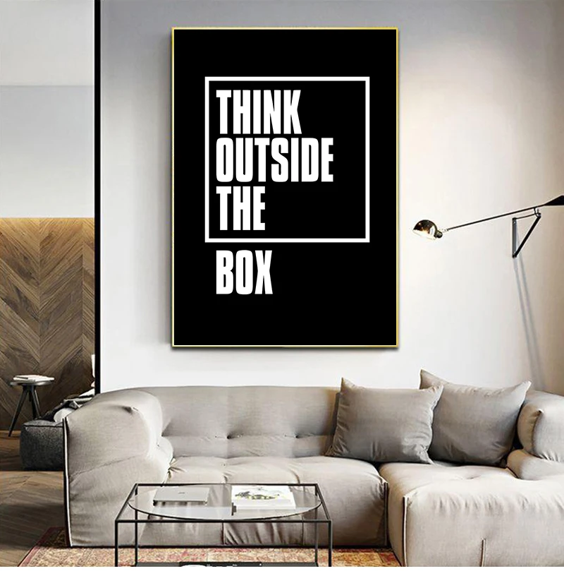 Think Outside The Box Quote Typogrophy Wall Art Print 